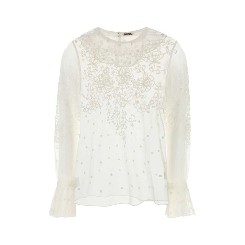 Bode Women White Mesh Middlemist Blouse